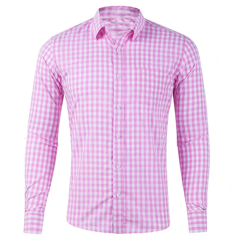 Mens shirt button-up shirt red blue long sleeve plaid/check lapel street resort printed clothing fashion casual Hawaii 5XL 250224