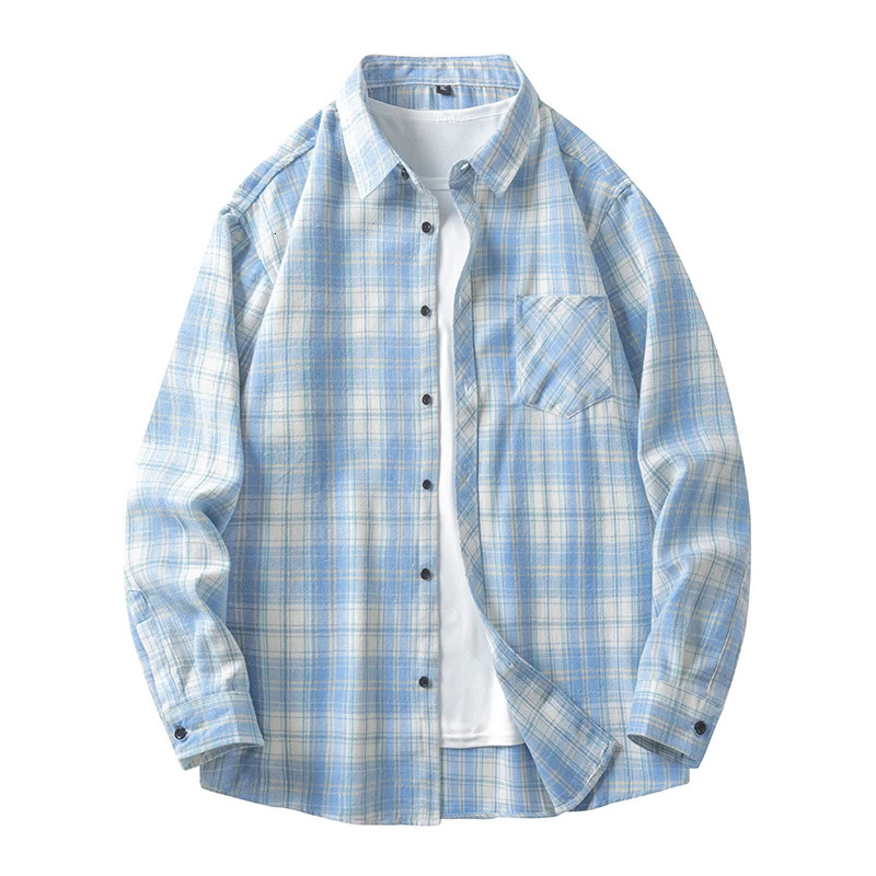 Flannel Mens Checkered Shirts Long Sleeve Soft Plaid Shirt for Men Leisure Classical Vintage Comfortable Man Clothing 250226