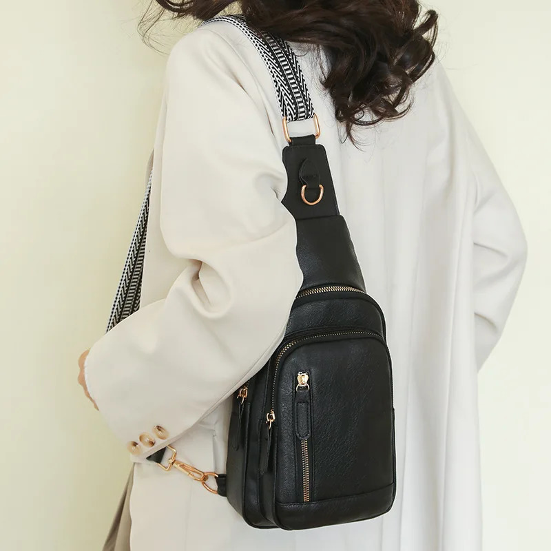 PU Womens Chest Bag Single Shoulder Crossbody Bag Large Capacity Backpack Girls Shoulder Bag 250218