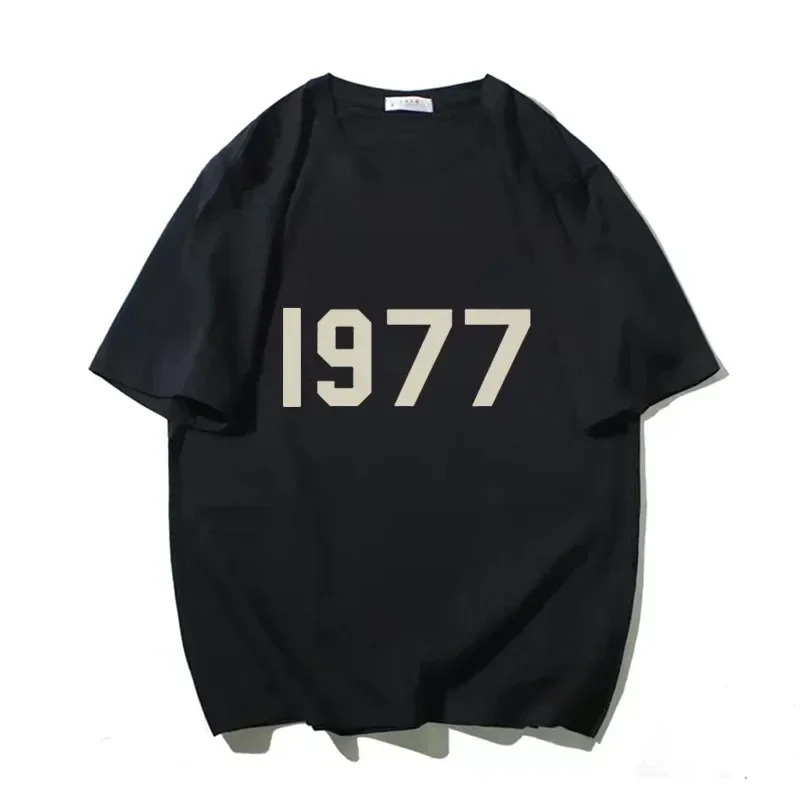 Korea y Cotton Printing Shirts 1977 Mens Womens Child Trend Streetwear Short Sleeve Fashion Crew Neck Shirt Boy Girl 250226