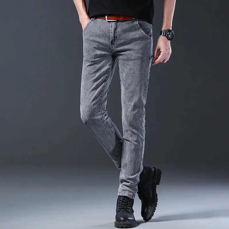 Trendy Men Retro Washed Snowflake Slim Fit Classic Jeans Male Casual Street Skateboarding Denim Pants Stretch Skinny Trousers X250227