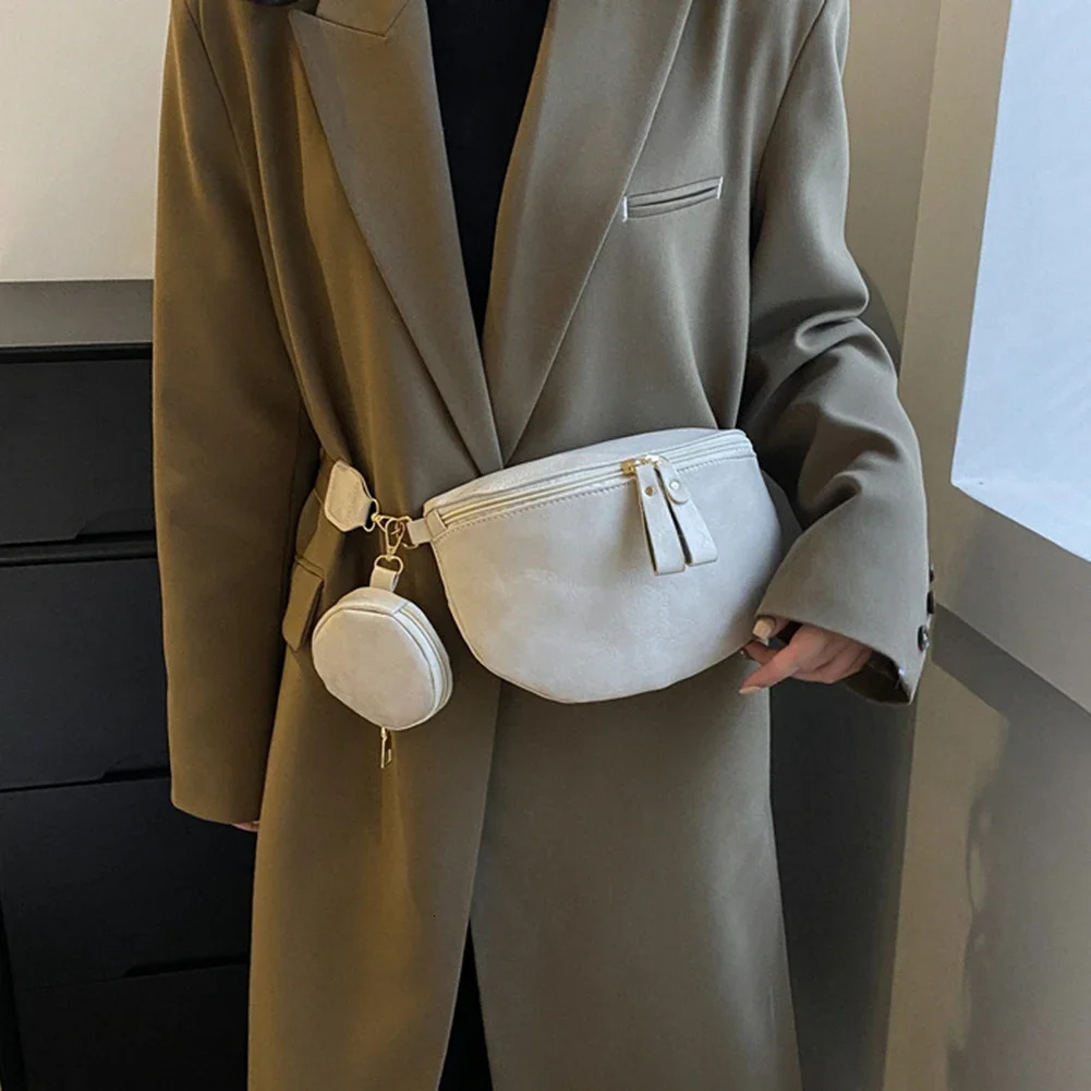 Ship from US Womens Chest Bag y PU Leather Waist Fashion Female Shoulder Crossbody Bags Outdoor Half Moon Belt Fanny Pack For Women 250227FBB