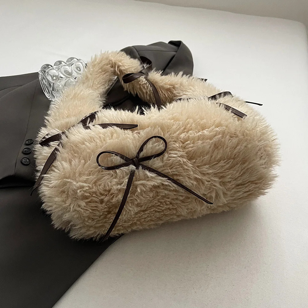 Ship from US Womens plush shoulder bag with zipper inner pocket clutch wallet homeless work travel 250227FBB