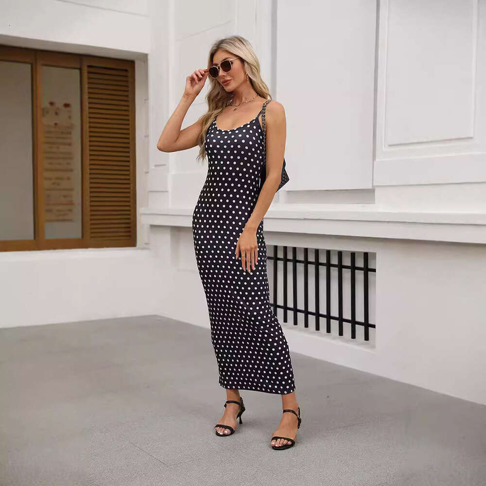 New women's European American summer fashion suspender sexy backless printed dress leopard print 2025 new style chic and elegant clothing