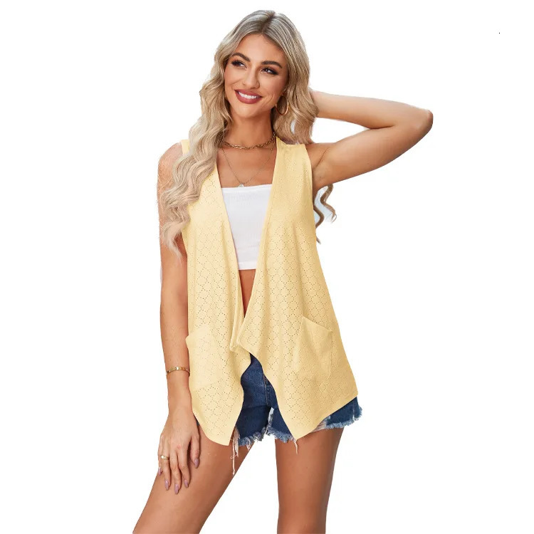 Summer Womens Wear Hollow Solid Color Casual Cardigan Coat Multiple Colors Available Tops Clothing 250226
