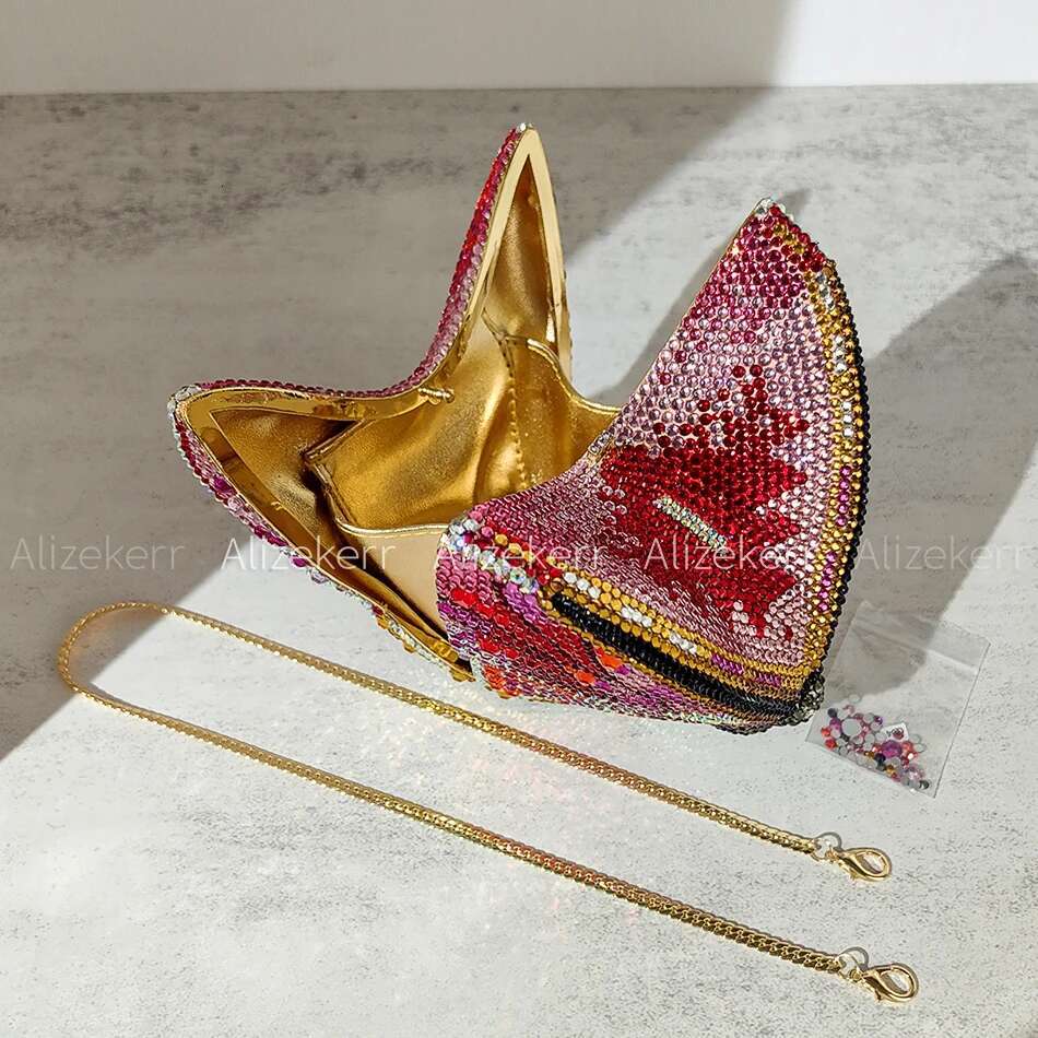 Alizekerr Butterfly Shaped Crystal Evening Bags Women Gorgeous Classy Sparkg Rhie Clutch Purses Wedding Party