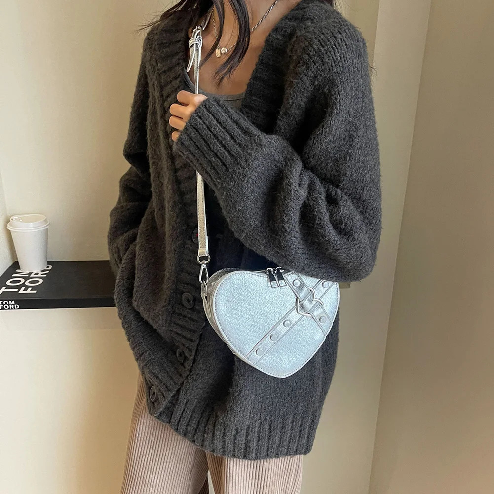 Ship from US Heart Crossbody Bag for Women PU Leather Adjustable Strap Shoulder Messenger Handbag Phone Purse Y2K Girls Womens 250227FBB