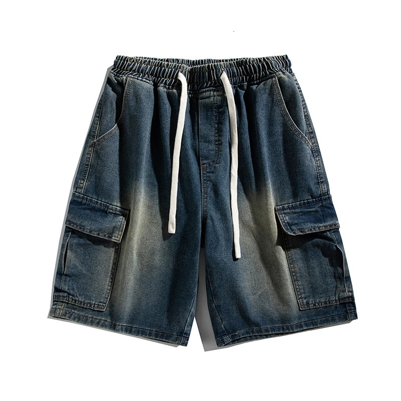 Summer Fashion Male Denim Shorts Vintage Nostalgic Loose Casual Short Jeans Elastic Waist Classic Mens Cargo Streetwear 250226