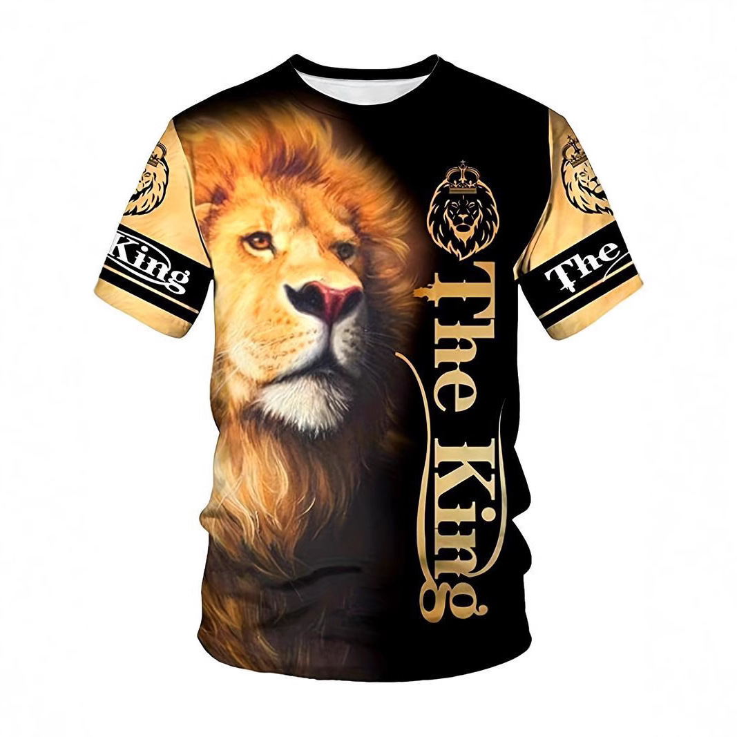 Designer's New Versatile And Trendy 2025 Men's Lion 3D Fashion Printed T-shirt With Free Shipping