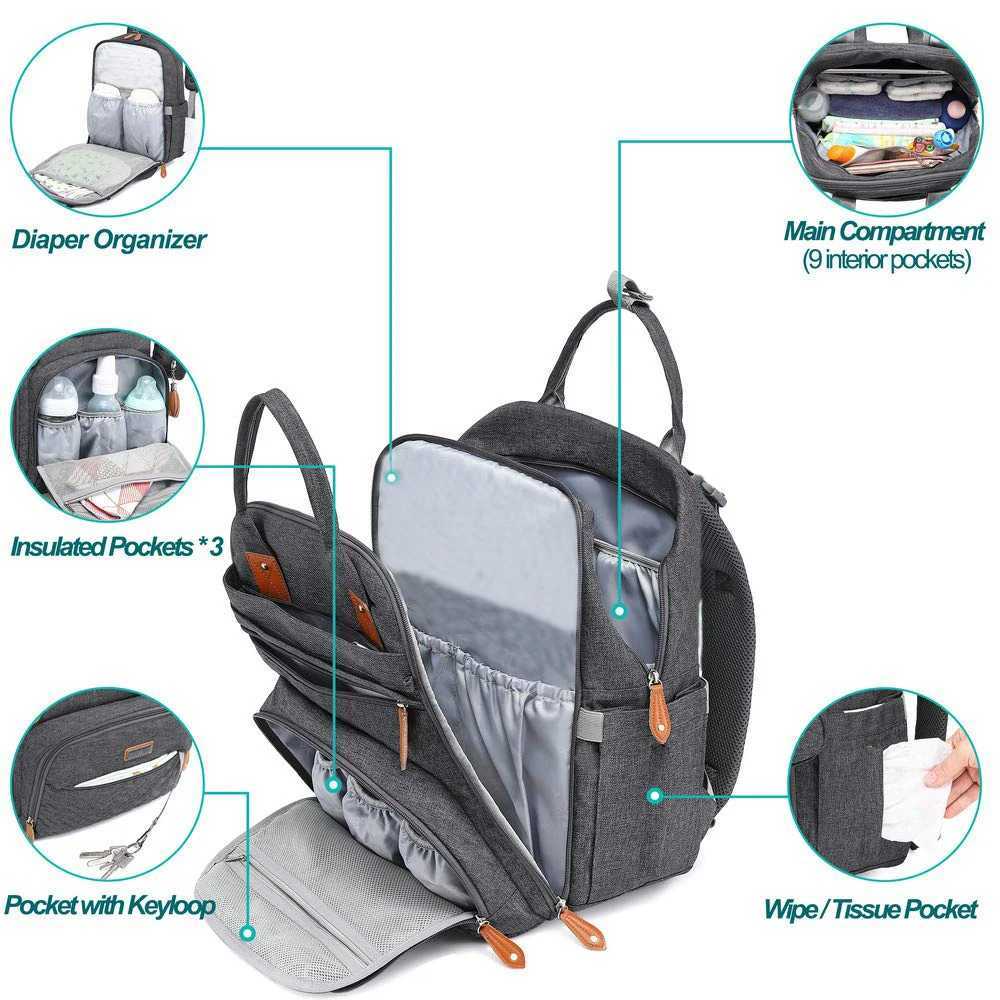 Diaper Bags Diaper Bag Backpack Large Baby Nappy Changing Bags Multifunction Waterproof Travel Back Pack Organizer Maternity Bag Y250227VZMY