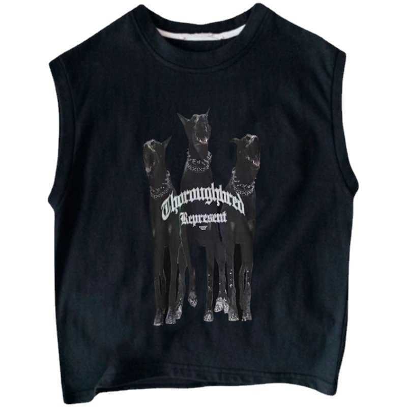 T-shirts Cotton childrens vest boys and babies summer outfits girls sleeveless t-shirt big childrens cartoon printed top summer clothesY250227FYPS