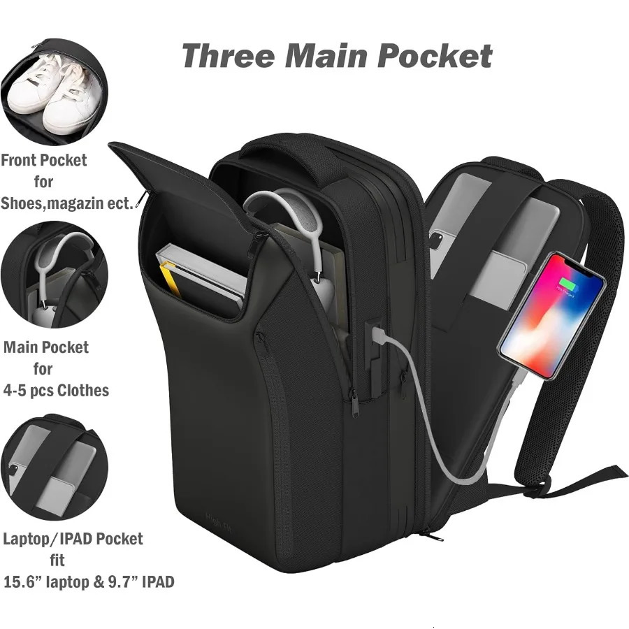 Ship from US Expandable Travel Backpack Business Laptop TSAFlight Approved with USB Charging Port fits 156 Inch 250227FBB