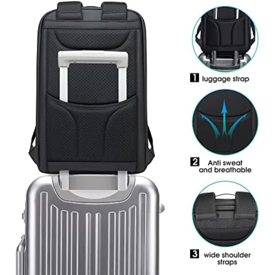Ship from US BANGE antitheft business travel laptop backpack with USB charging port 250227FBB