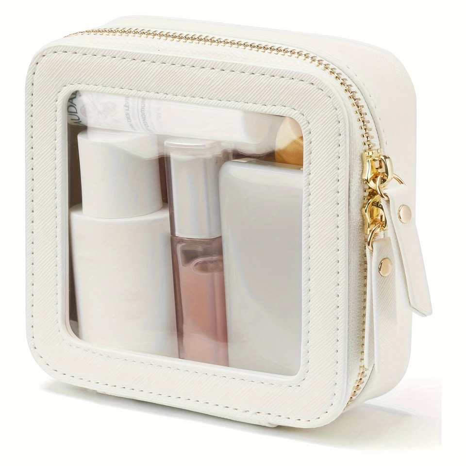 Ship from US Small Makeup Bag For Purse Mini Cosmetic Clear Square Pouch School Cute Leather Make Up Case Travel Organizer Backpa 250227FBB