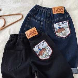 Jeans New style of childrens pants baby girl jeans Korean version boys straight leg pants outer pants childrens jeans spring and autumn teddy bearY250