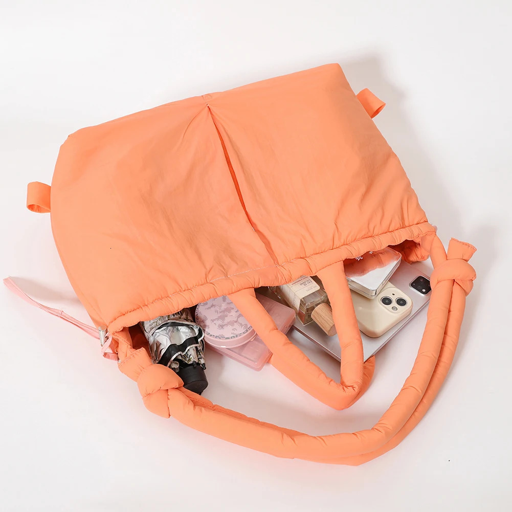 Ship from US Puffer Tote Bag for Women Adjustable Strap Shoulder Nylon Solid Crossbody Large Puffy Purse Shopping Travel 250227FBB