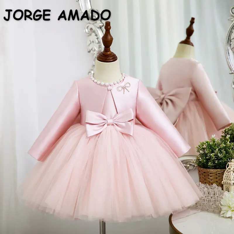 Girl's Dresses Spring Autumn Baby Girl Dress Round Collar Pink Sleeveless Princess Dresses+Long Sleeves Coat Party Wedding Formal Clothes E6000 Y