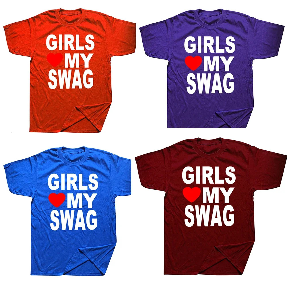 GIRLS LOVE MY SWAG Funny Vintage Cotton Summer Mens Novelty Streetwear TShirt Women Casual EU Size Top Tee 250226