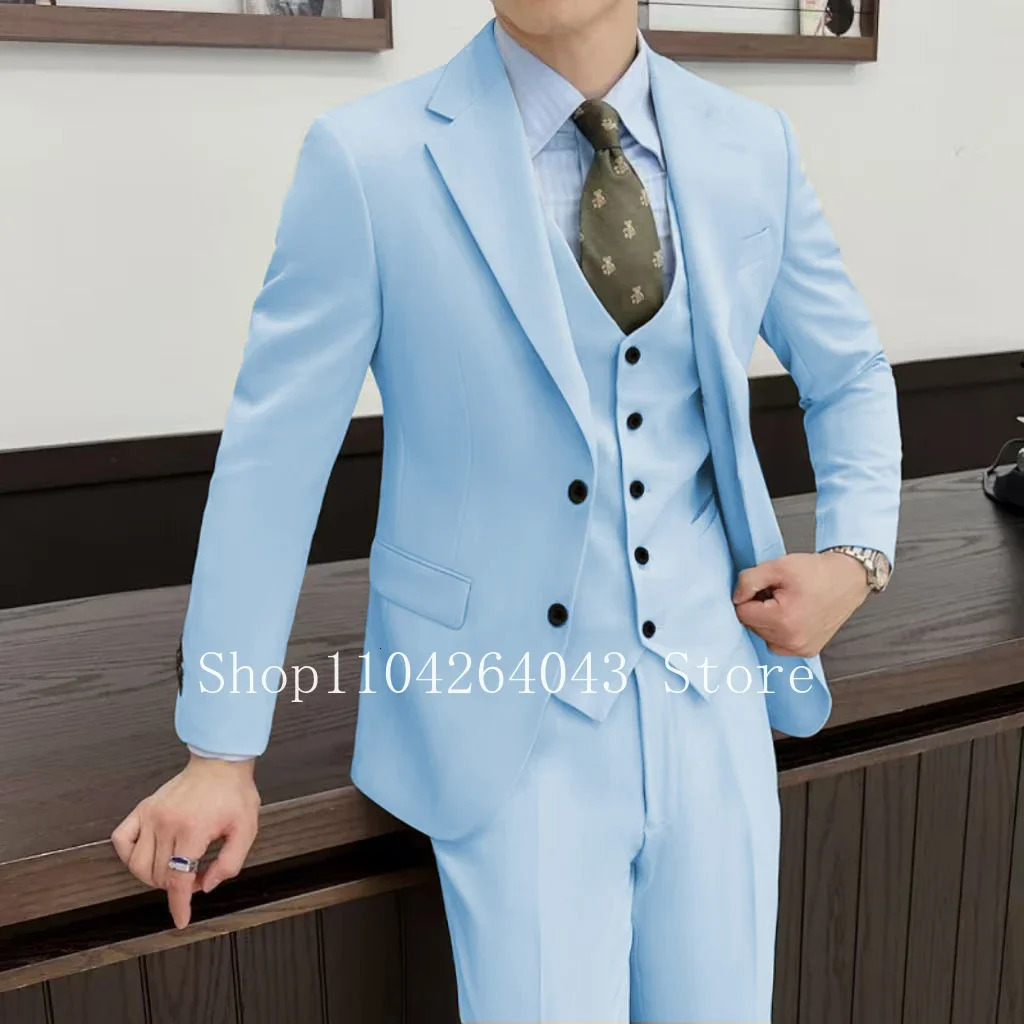 Mens tailcoat 3-piece jacket jacket and pants set notch lapel elegant wedding dress business evening gown party set 250224