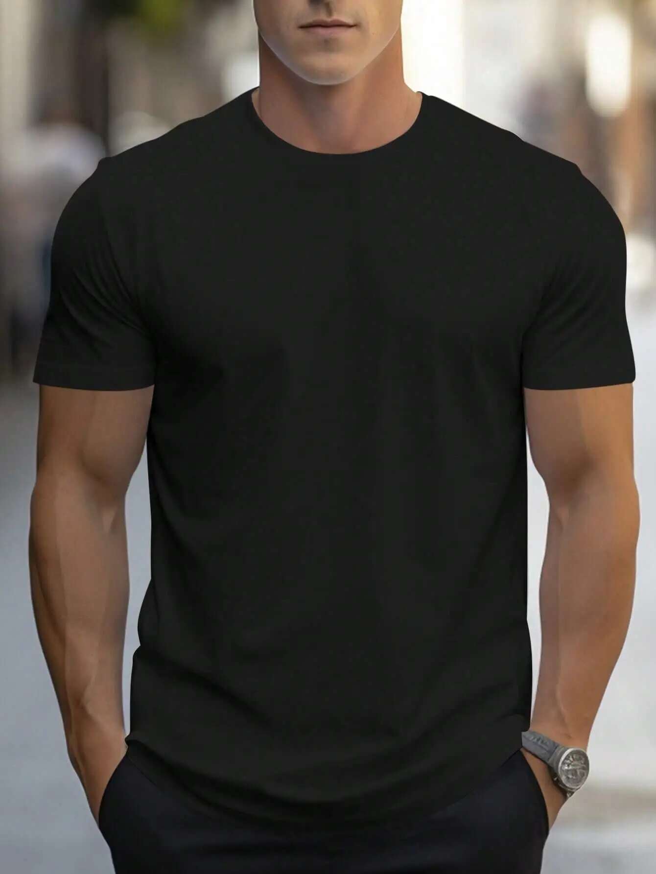 New Solid Color Light Luxury High-quality Printed T-shirt For Men Casual Street Designer T-shirt Summer Oversized Clothes Loose Cotton Short Sleeved S