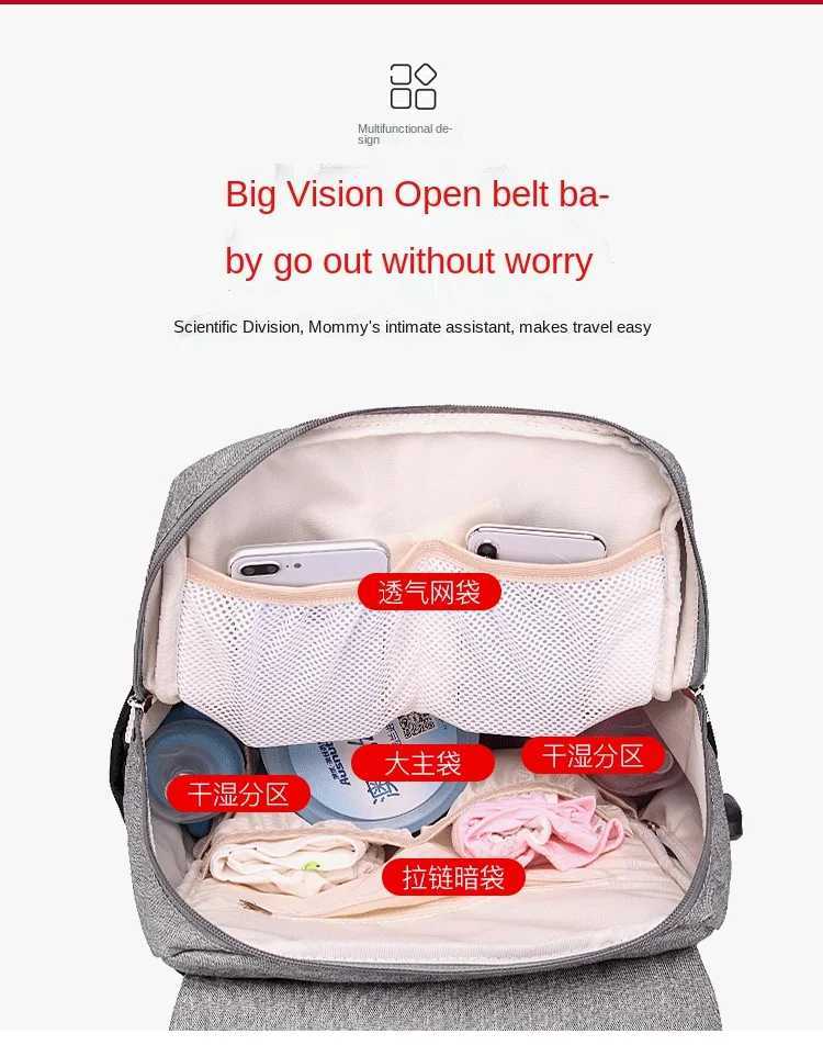 Diaper Bags Fashion New Baby Diaper Bag Backpack Multifunctional Diaper Bag Organizer with Thermal Milk Bottle Bag Baby Bags for Mom Y250227RT3U