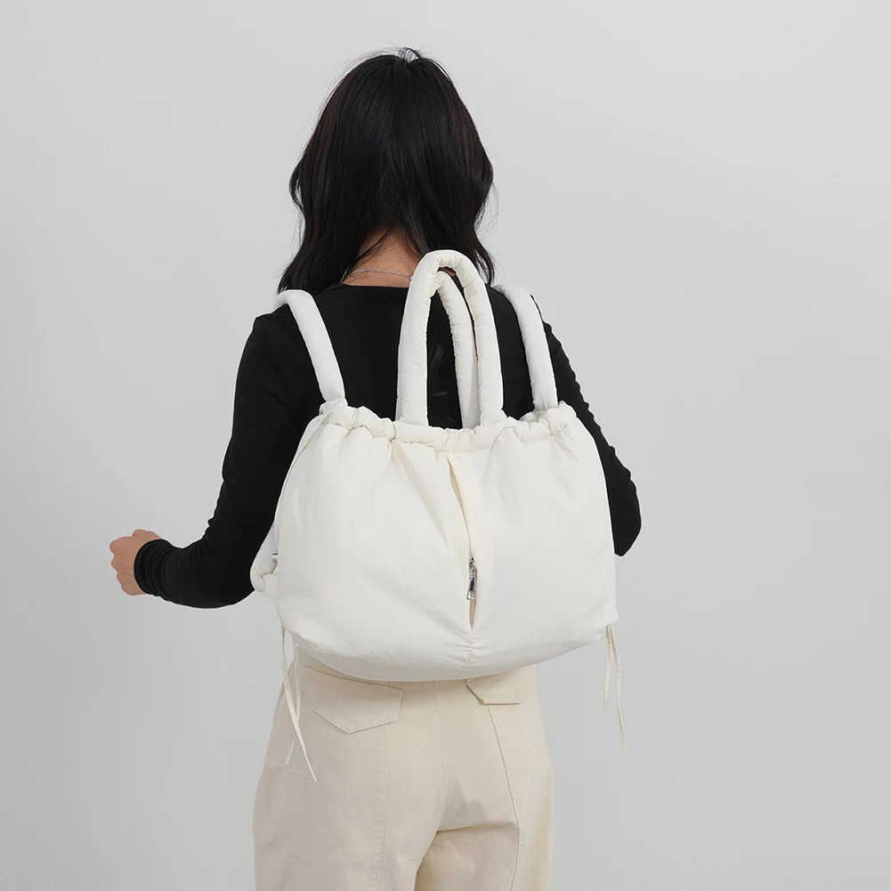 Ship from US Puffer Tote Bag for Women Adjustable Strap Shoulder Nylon Solid Crossbody Large Puffy Purse Shopping Travel 250227FBB