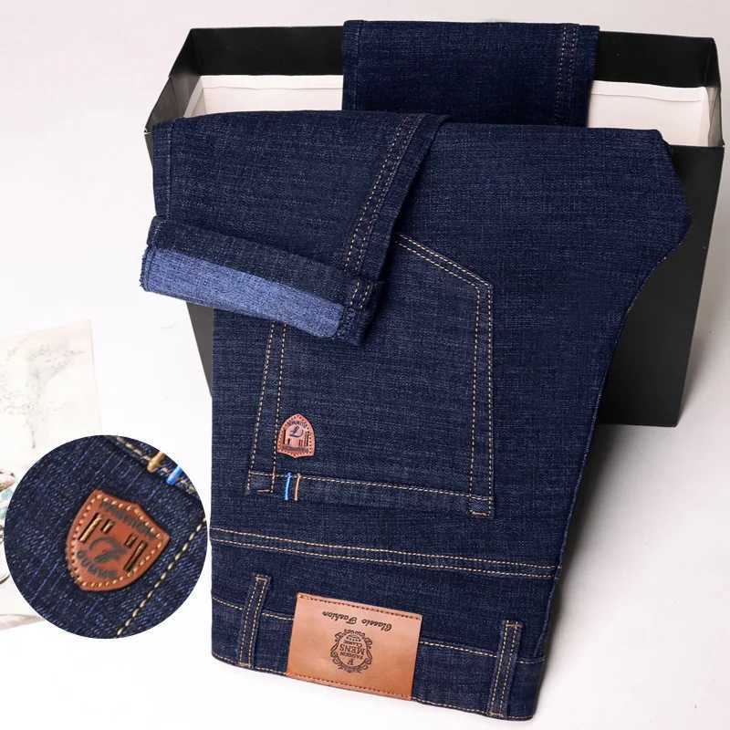 Mens High-end Business Slim Fit Straight Elastic Casual Jeans Classic Fashion Cotton Soft Comfortable Denim Trousers X250227