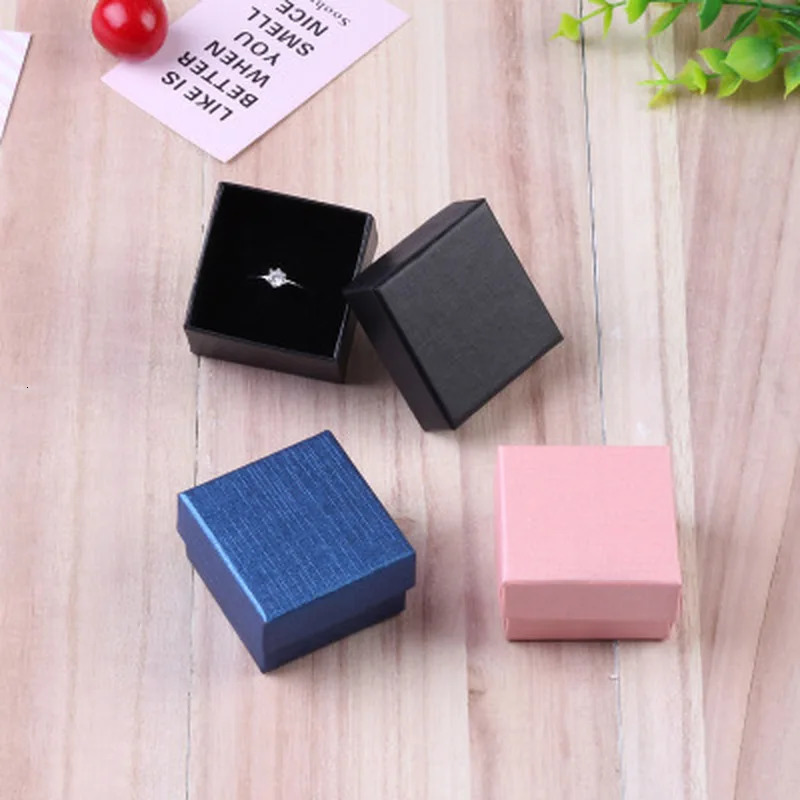24 Square Jewelry Travel Organizer Gift Box with Black Sponge Eco Friendly Small Favors Ring Storage Box 5x5cm Cardboard Case 250222