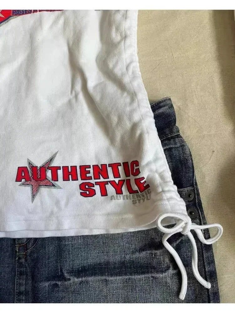 HOUZHOU Vintage Y2k Women Tshirts White Grunge Graphic Long Sleeve Harajuku 2000s Aesthetic Streetwear American Retro 250226