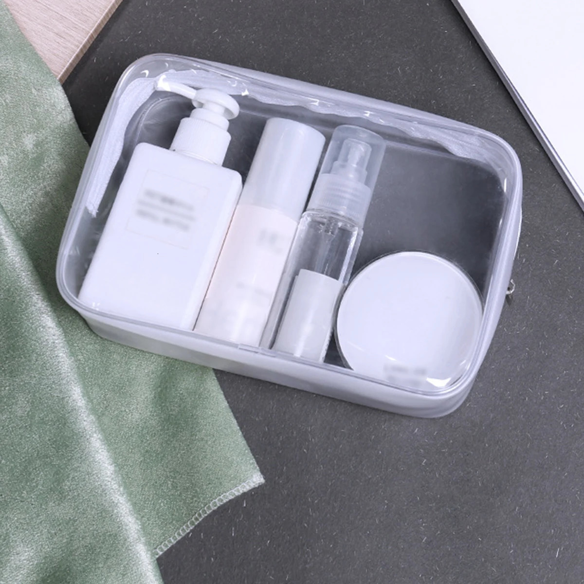 Ship from US 4 Pcs Clear Toiletry Bag PVC Travel Cosmetics Bags Transparent Makeup MultiSize Organizer Zipper Pouch 250227FBB