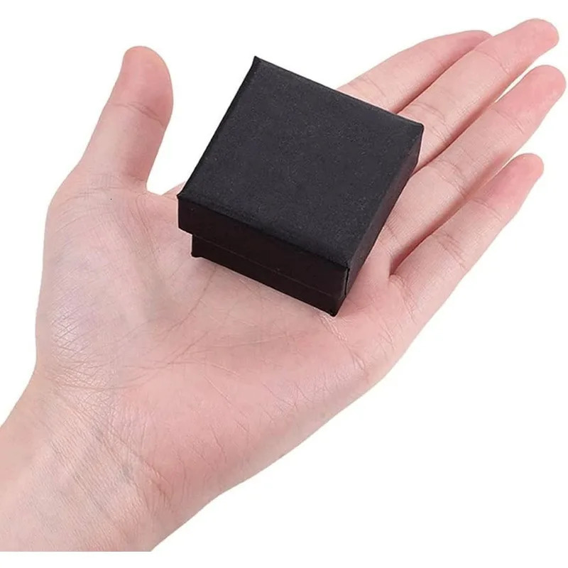 24 Pack Jewelry Ring Boxes Kraft Square Cardboard Jewelry Boxes 1.7x1.7x1.18inch for Jewelry Wedding Party Valentines Day 250222