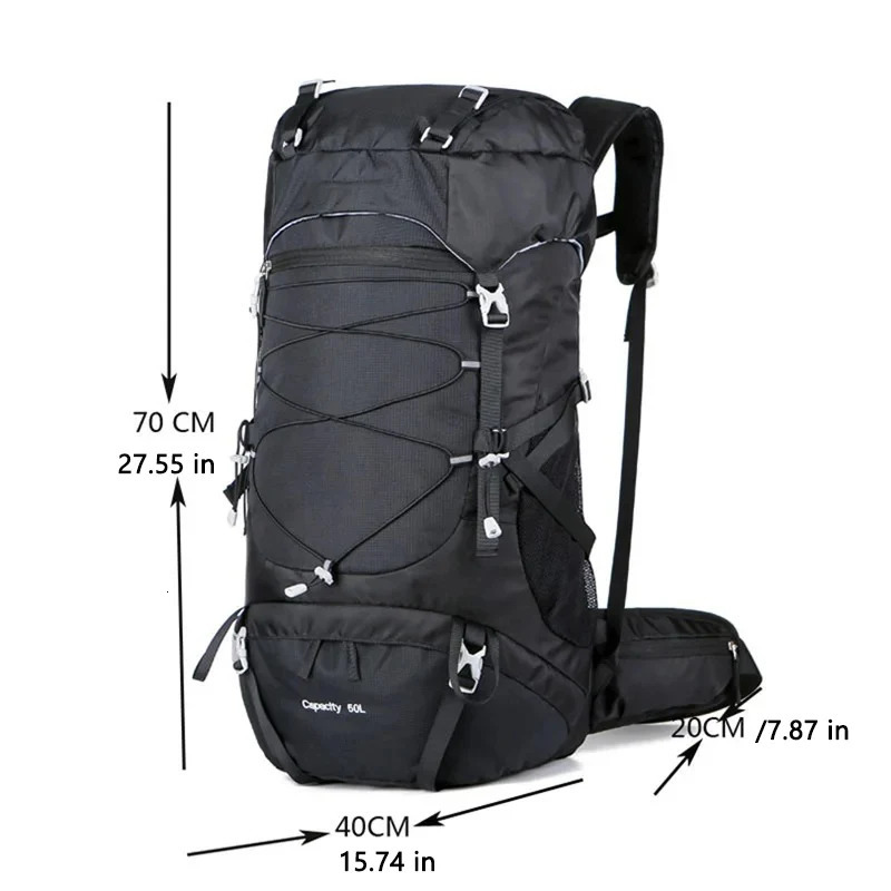 Ship from US 50L Tactical Hiking Backpack Men Women Travel Bags For Camping Mountaineering Trekking Outdoor Military Sports Rucksack 250227FBB