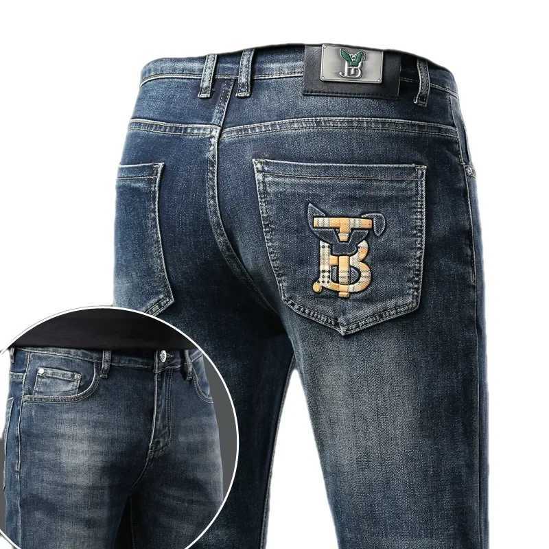Mens Jeans Slim Fit Embroidered Fashion Denim Pants High Elasticity Casual Luxury Brand Clothing From China For Autumn/Winter X250227