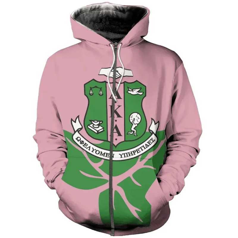 AKA 1908 Sorority Pullover Zip Up Hoodies For Women 3d Printed Casual Oversized Personity Anniversary Sweatshirts Womens Coat X250227 L251018NTK6