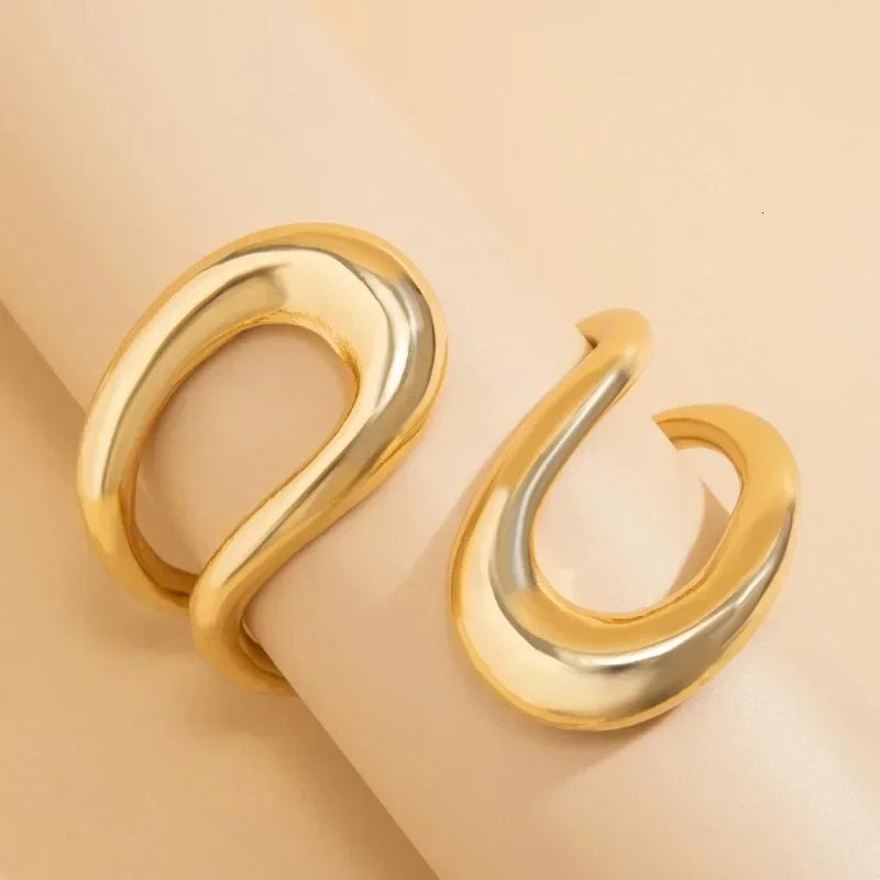 Punk Classic Geometric Twisted Open Bangles for Women Exaggerated Gold Color Heavy Metal Cuff Bracelet Fashion Jewelry 250227