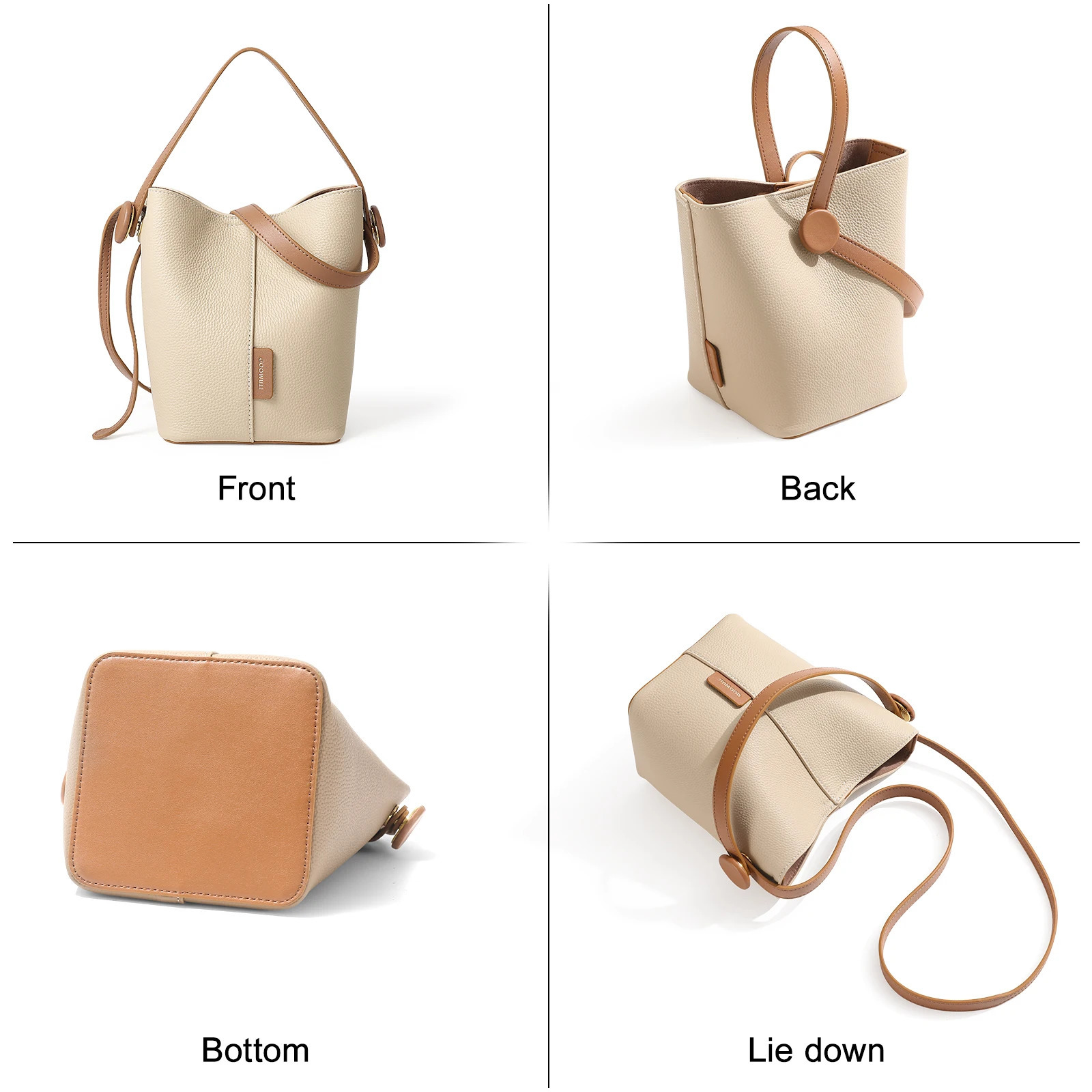 Ship from US ITAMOOD Genuine Leather Bucket Bag Women Shoulder Purses Vintage Minimalist and Versatile Handbag Valentines Day Gift 250227FBB