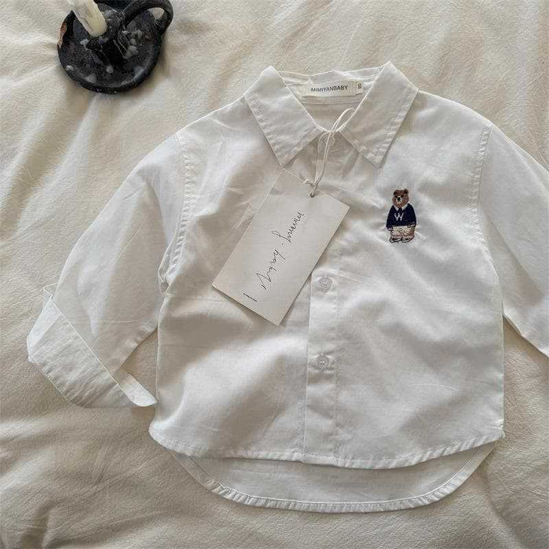 T-shirts 2025 Boys Spring New Product Teddy Bear Cartoon Solid Color Shirt Boys Baby Wear Long Sleeve Shirt Top TrendyY250227A4VF