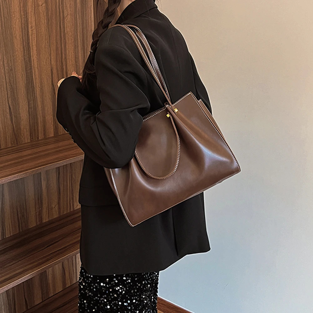 Ship from US Womens handbag with multiple pockets shoulder bag PU leather zipper closed underarm pocket solid for work and school 250227FBB