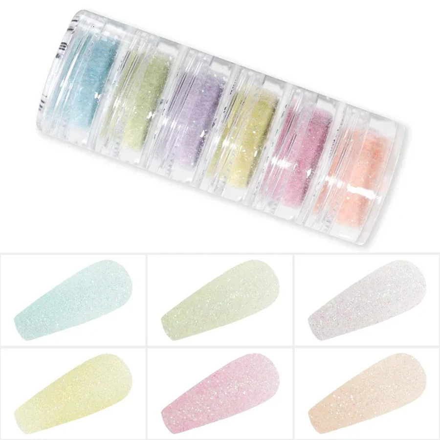 12 Colors Nail Powder Nail Glitter Shining Sugar Colorful Powder Candy Coat Sparkly Pigment Nail Charms Nail Art Decoration 250227