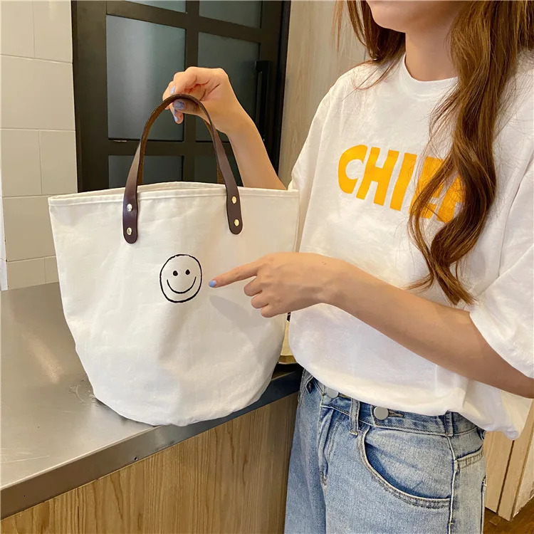 Ship from US French retro polka dot handheld canvas bag bento lunch box bucket for women 250227FBB