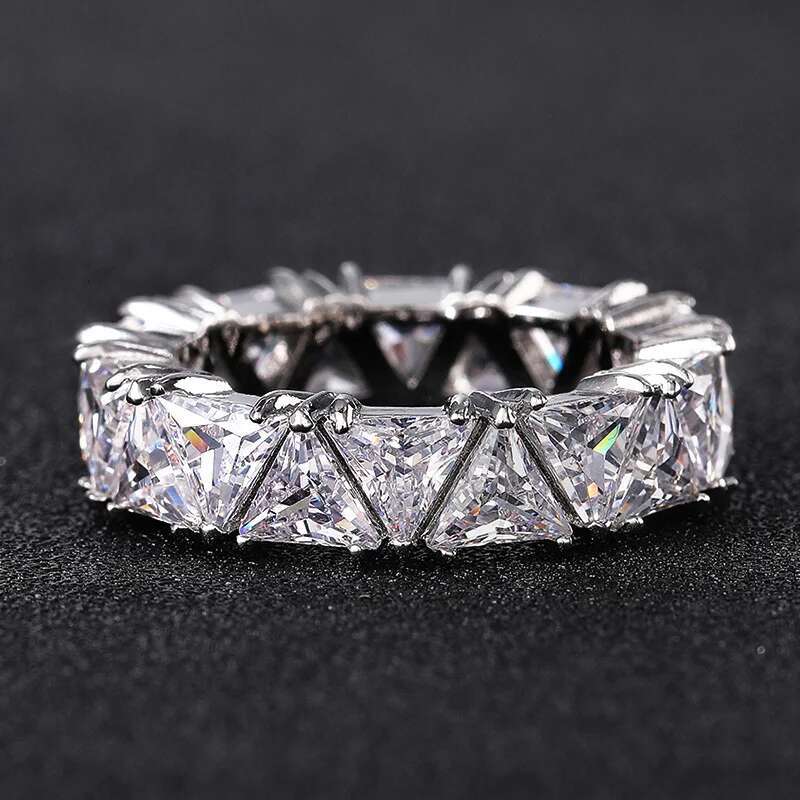 urious Sterg Sier Ring, Triangular Ring with Aaa Zircon Crystal, Engagement Jewelry Gift for Women