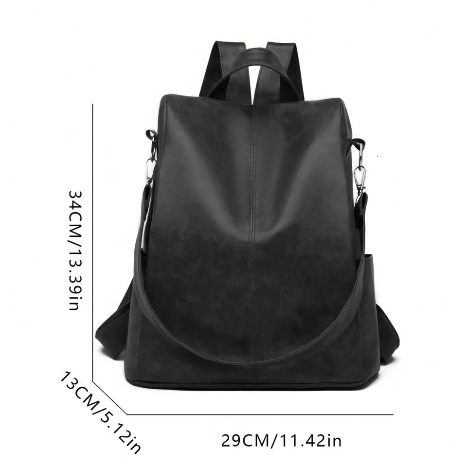 Ship from US Fashionable Casual PU Leather Backpack AntiTheft Travel Sports Ideal For Outing And Daily Commute 250227FBB