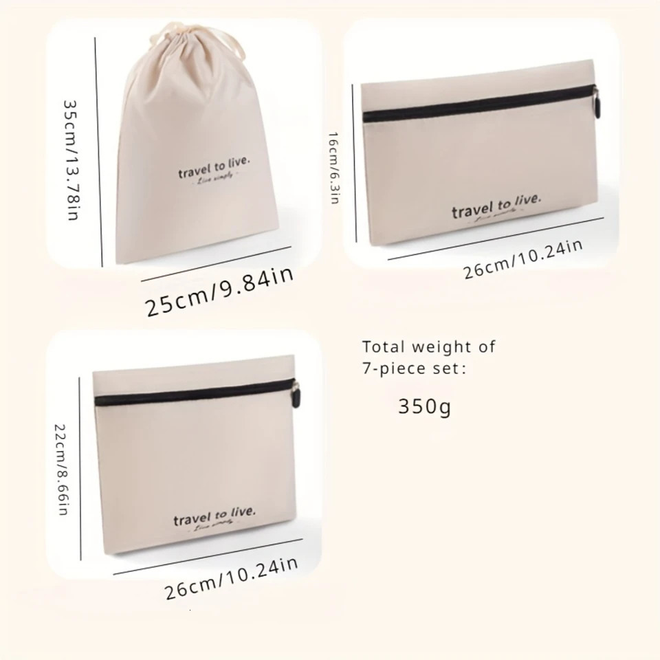 Ship from US 7piece travel organizer set polyester packaging cube with clothing underwear and cosmetic bags efficient luggage sorting bag V 250227FBB