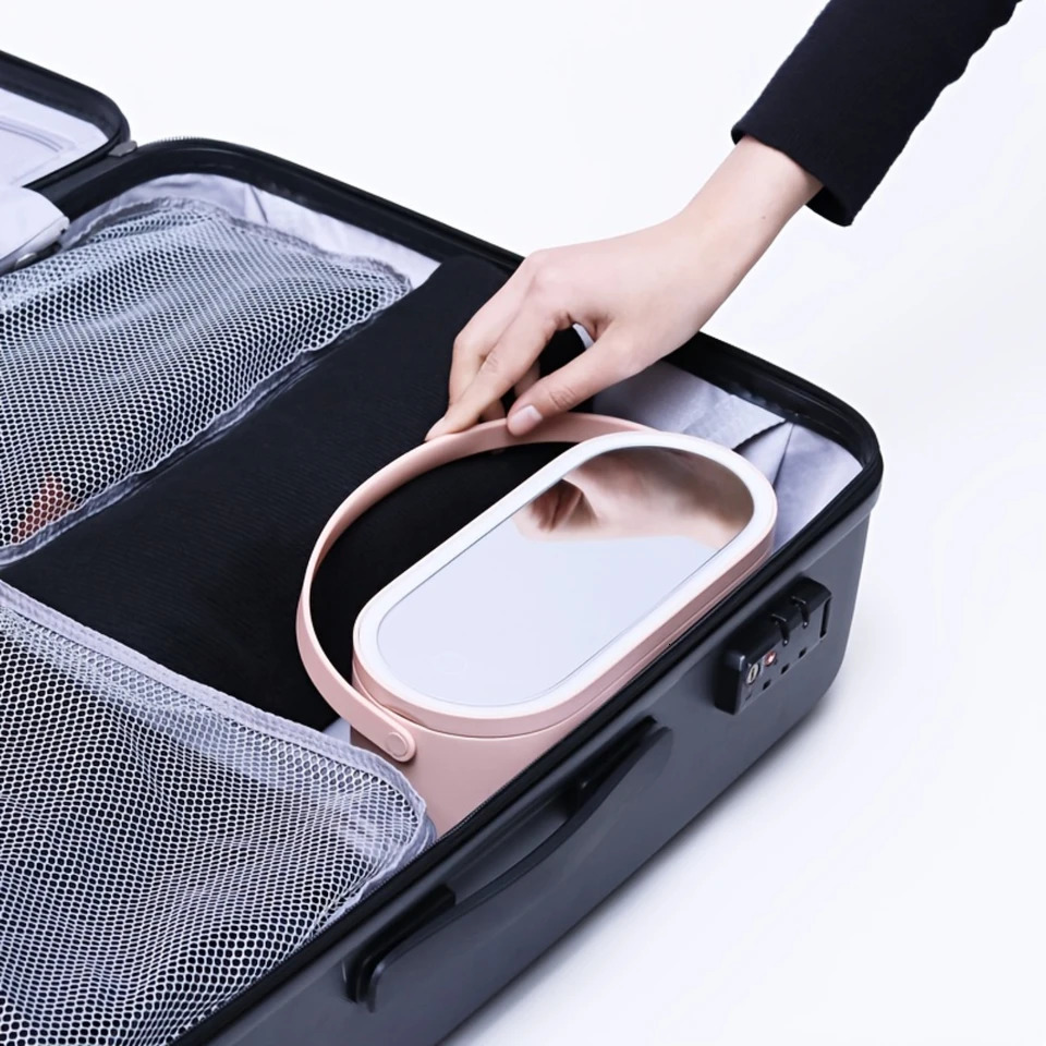Ship from US Cosmetic Storage Box Bag Makeup Portable Toiletry Case Travel With Mirror And LED Lights; Great G 250227FBB