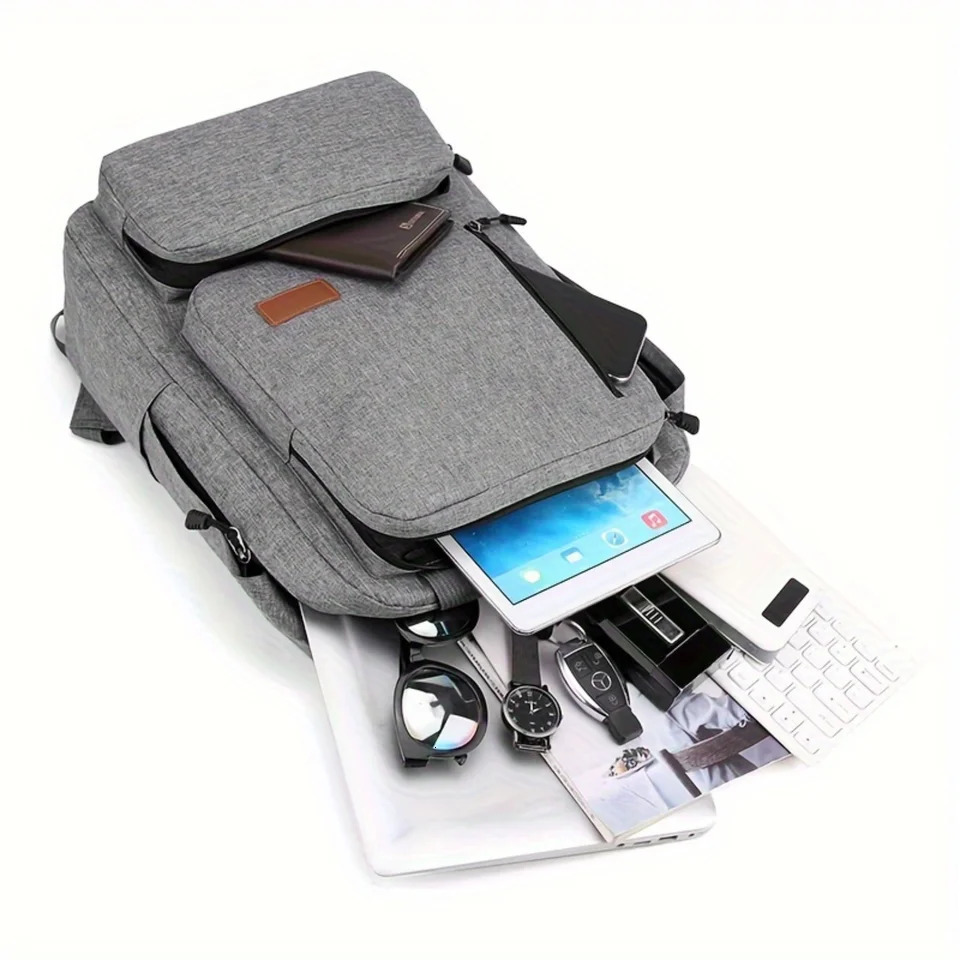 Ship from US Set Backpack Large Capacity Computer With USB Charging Port Crossbody Bag Clutch 250227FBB