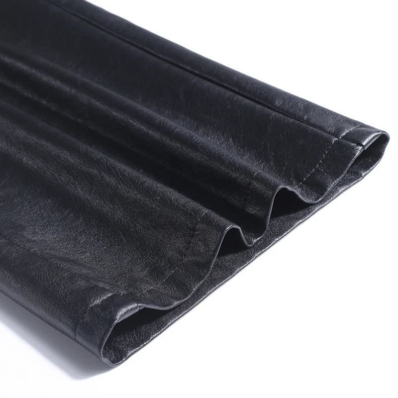 ZUZK Women Wide Leg PU Leather Pants Autumn Winter Fashion Warm Long Straight Elegant Trousers 250227