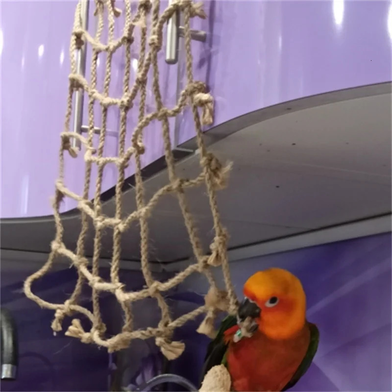 40*40cm Parrot Climbing Net Bird Toy Swing Rope Net Bird Stand Net Hammock With Hook Bird Hanging Climbing Chewing Biting Toys 250226