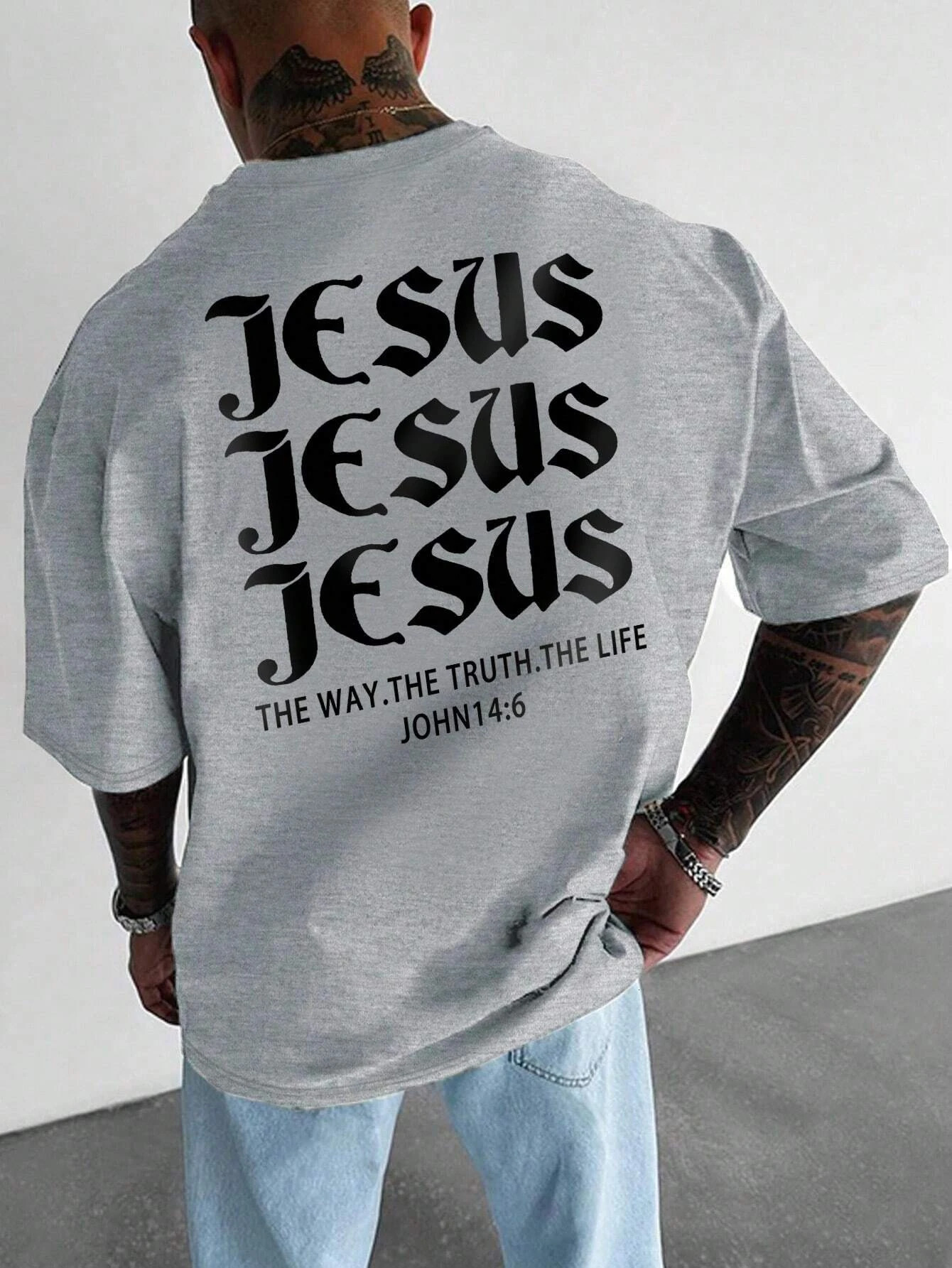 Jesus Men Cotton T-shirt Fashion Big Size Top Casual Short Sleeve Streetwear Classic Arrival Print Tee S-4XL 250227