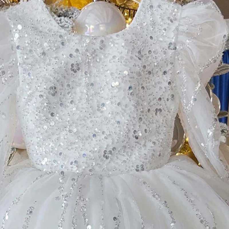 Girl's Dresses 2024 Infant Sleeveless Sequins Tulle Ball Gowns Children Dresses for Wedding Birthday Pageant Baby Girls Formal Party Dress Y25022