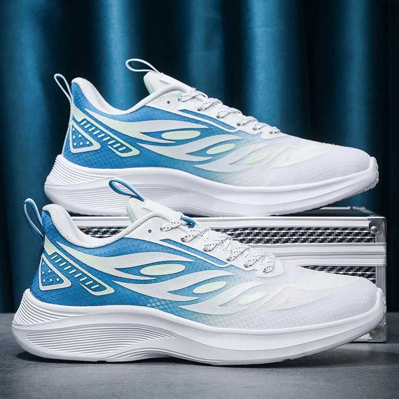 Mens running shoes mesh lightweight casual breathable flat sports shoes 2024 new fashionable lace plus size mens tennis shoes Z250227
